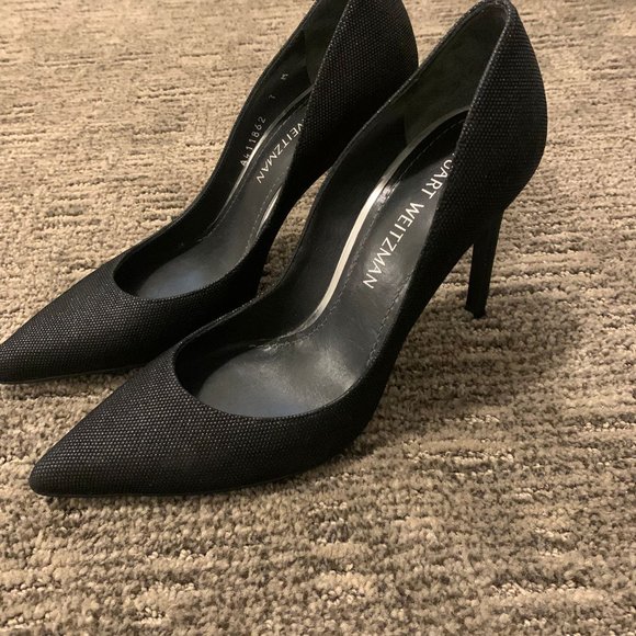 Stuart Weitzman Like-New Black Heels with Shine detail